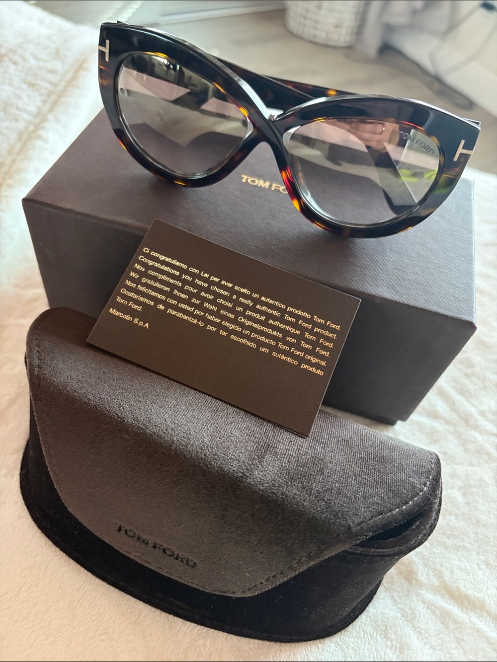 TOM FORD Diane-02 Women's Tortoiseshell Cat-Eye Sunglasses Mirrored Lenses